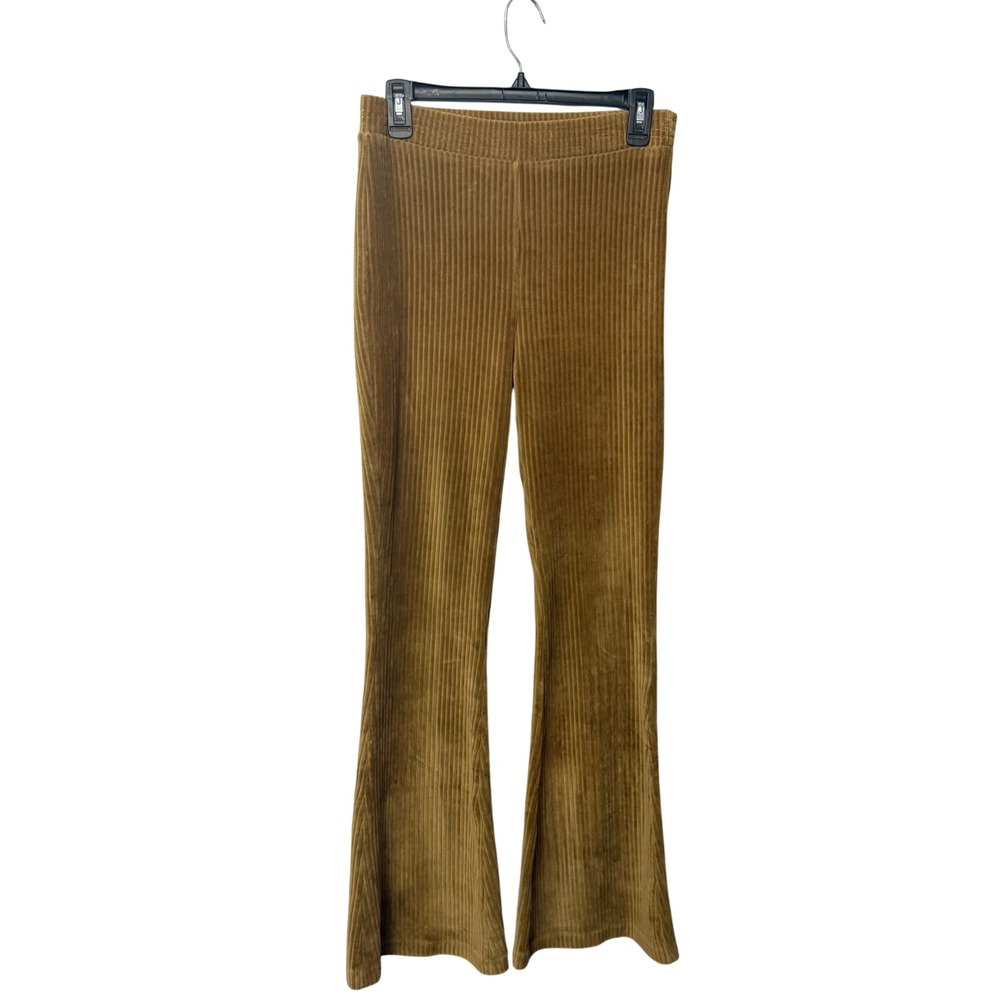 Aerie Women Brown Ribbed Corduroy Flare Pants High Waist Bell Bottom Size M Reg